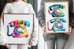 Rotary Telephone Watercolor Clipart Bundle Product Image 6