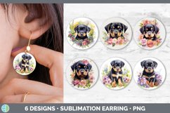 Bundle of six Wild Flowers Rottweilers Round Earrings designs.