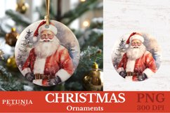 Watercolor Round Christmas Ornament being used as a round Christmas sublimation ornament