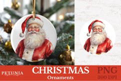 Watercolor Round Christmas Ornament being used as a round Christmas sublimation ornament