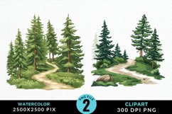 Watercolor Row Of Trees Design Clipart Product Image 1
