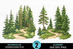 Watercolor Row Of Trees Graphics Clipart Product Image 1