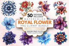 Watercolor Royal Flower Clipart Bundle Product Image 1