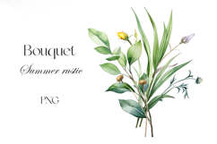 Watercolor rustic bouquet clipart