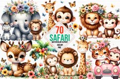 watercolor safari clipart, tropical animals Bundle Product Image 1
