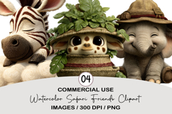 Watercolor Safari Friends Clipart Product Image 1
