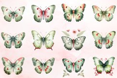 Watercolor Sage Green Butterfly Clipart Bundle Product Image 2