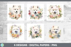 Bundle of six Wild Flowers Samoyed Paper Backgrounds designs.