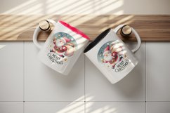 Watercolor Santa Claus carrying sack gifts Merry Christmas quote print 20 oz tumbler skinny mug wrap clipart t-shirt sublimation printable design