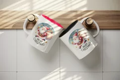 Watercolor Santa Claus carrying sack gifts Merry Christmas quote print 20 oz tumbler skinny mug wrap clipart t-shirt sublimation printable design