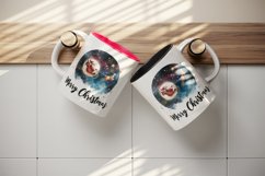Watercolor Santa Claus flying sleigh starry sky Merry Christmas quote print 20 oz tumbler skinny mug wrap clipart t-shirt sublimation printable design