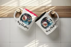 Watercolor Santa Claus flying sleigh starry sky Merry Christmas quote print 20 oz tumbler skinny mug wrap clipart t-shirt sublimation printable design