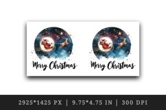 Watercolor Santa Claus flying sleigh starry sky Merry Christmas quote print 20 oz tumbler skinny mug wrap clipart t-shirt sublimation printable design