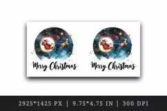 Watercolor Santa Claus flying sleigh starry sky Merry Christmas quote print 20 oz tumbler skinny mug wrap clipart t-shirt sublimation printable design