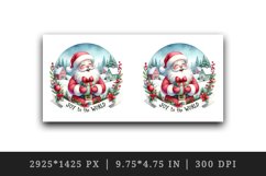 watercolor santa claus gift snow covered houses joy to the world quote print 20oz tumbler skinny mug wrap clipart t shirt sublimation printable design