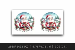 watercolor santa claus gift snow covered houses joy to the world quote print 20oz tumbler skinny mug wrap clipart t shirt sublimation printable design