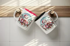 watercolor santa claus gift snow covered houses joy to the world quote print 20oz tumbler skinny mug wrap clipart t shirt sublimation printable design