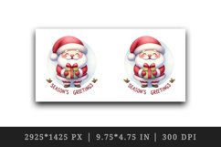 Watercolor Santa Claus holding gift round Season s Greetings quote print 20 oz tumbler skinny mug wrap clipart t-shirt sublimation printable design