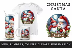 Watercolor Santa Claus hot cocoa snowman Merry Christmas quote print 20 oz tumbler skinny mug wrap clipart t-shirt sublimation printable design