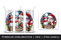 Watercolor Santa Claus hot cocoa snowman Merry Christmas quote print 20 oz tumbler skinny mug wrap clipart t-shirt sublimation printable design