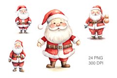 Watercolor Santa Claus. PNG Bundle. Product Image 4