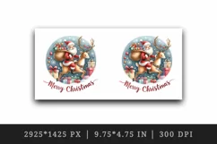 Watercolor Santa Claus riding reindeer gifts Merry Christmas quote print 20 oz tumbler skinny mug wrap clipart t-shirt sublimation printable design