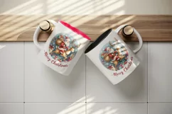 Watercolor Santa Claus riding reindeer gifts Merry Christmas quote print 20 oz tumbler skinny mug wrap clipart t-shirt sublimation printable design