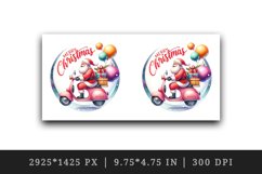Watercolor Santa Claus riding scooter gifts Merry Christmas quote print 20 oz tumbler skinny mug wrap clipart t-shirt sublimation printable design