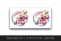 Watercolor Santa Claus riding scooter gifts Merry Christmas quote print 20 oz tumbler skinny mug wrap clipart t-shirt sublimation printable design