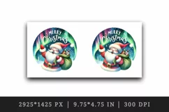 Watercolor Santa Claus sack gift northern lights Merry Christmas quote print 20oz tumbler skinny mug wrap clipart t-shirt sublimation printable design
