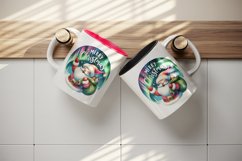 Watercolor Santa Claus sack gift northern lights Merry Christmas quote print 20oz tumbler skinny mug wrap clipart t-shirt sublimation printable design