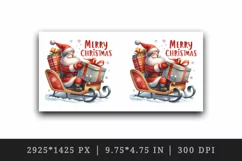 Watercolor Santa Claus sleigh huge gift present Merry Christmas quote print 20 oz tumbler skinny mug wrap clipart t-shirt sublimation printable design