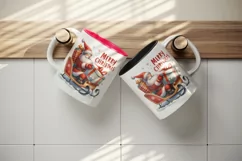 Watercolor Santa Claus sleigh huge gift present Merry Christmas quote print 20 oz tumbler skinny mug wrap clipart t-shirt sublimation printable design