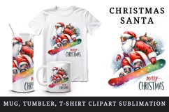 Watercolor Santa Claus snowboarding Merry Christmas greeting quote print 20 oz tumbler skinny mug wrap clipart t-shirt sublimation printable design