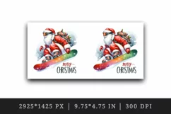 Watercolor Santa Claus snowboarding Merry Christmas greeting quote print 20 oz tumbler skinny mug wrap clipart t-shirt sublimation printable design