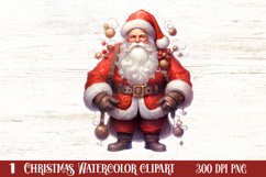 Watercolor Santa Claus Sublimation Clipart, Santa PNG Product Image 1
