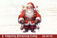 Watercolor Santa Claus Sublimation Clipart, Santa PNG Product Image 1