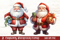Watercolor Santa Claus Sublimation Clipart, Santa PNG Product Image 1