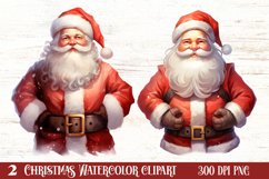 Watercolor Santa Claus Sublimation Clipart, Santa PNG Product Image 1