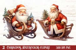 Watercolor Santa Claus Sublimation Clipart, Santa PNG Product Image 1
