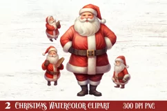 Watercolor Santa Claus Sublimation Clipart, Santa PNG Product Image 1