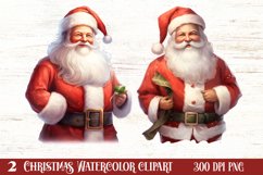 Watercolor Santa Claus Sublimation Clipart, Santa PNG Product Image 1