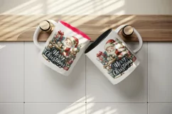 Watercolor Santa Claus wrapping gifts workshop Merry Christmas quote print 20 oz tumbler skinny mug wrap clipart t-shirt sublimation printable design