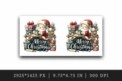 Watercolor Santa Claus wrapping gifts workshop Merry Christmas quote print 20 oz tumbler skinny mug wrap clipart t-shirt sublimation printable design