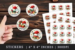 Watercolor Santa hat on stack of Christmas presents Ho Ho Ho Christmas quote New Year winter print sticker sheet stickers printable sublimation design png