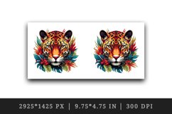 Watercolor Savage Jaguar leopard flowers cheetah Africa wild animal print 20 oz tumbler skinny mug wrap clipart t-shirt sublimation printable design