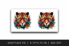 Watercolor Savage Jaguar leopard flowers cheetah Africa wild animal print 20 oz tumbler skinny mug wrap clipart t-shirt sublimation printable design