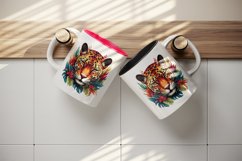 Watercolor Savage Jaguar leopard flowers cheetah Africa wild animal print 20 oz tumbler skinny mug wrap clipart t-shirt sublimation printable design