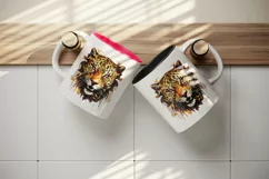 Watercolor Savage Jaguar leopard flowers cheetah Africa wild animal print 20 oz tumbler skinny mug wrap clipart t-shirt sublimation printable design