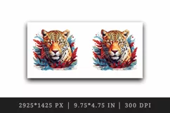 Watercolor Savage Jaguar leopard flowers cheetah Africa wild animal print 20 oz tumbler skinny mug wrap clipart t-shirt sublimation printable design
